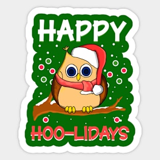 Happy Hoo Lidays Hoolidays Owl Owlidays Christmas Sticker